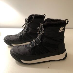 SOREL Black Whitney II Faux Fur Trimmed Ankle Boot